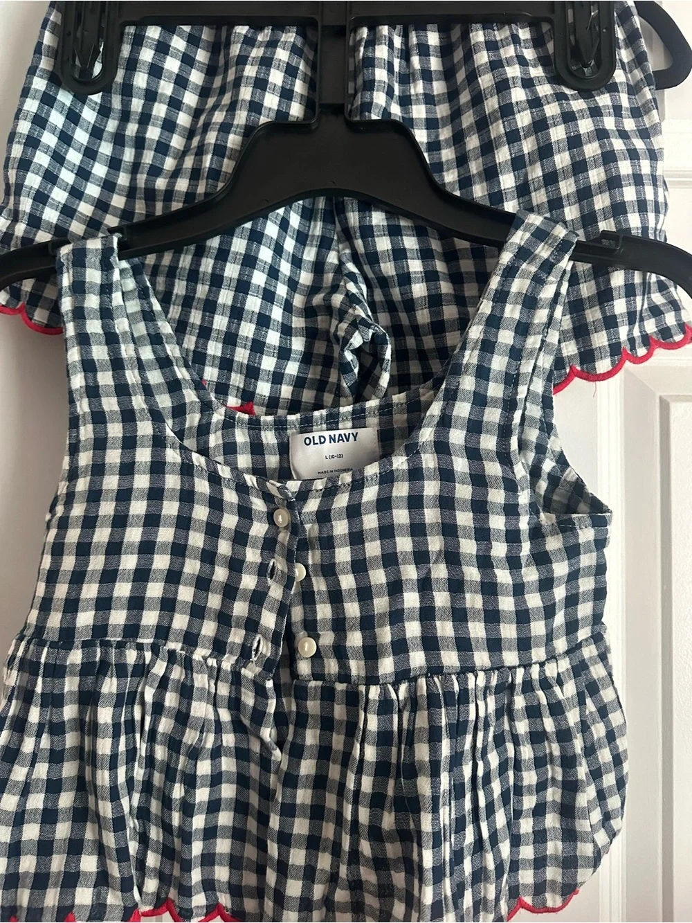 Old Navy Girls Navy & White Gingham Tank Top and Shorts Set